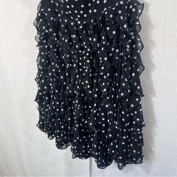 White House Black Market Polka Dot Ruffle Tiered Strapless Dress Size 10 - Picture 5 of 13